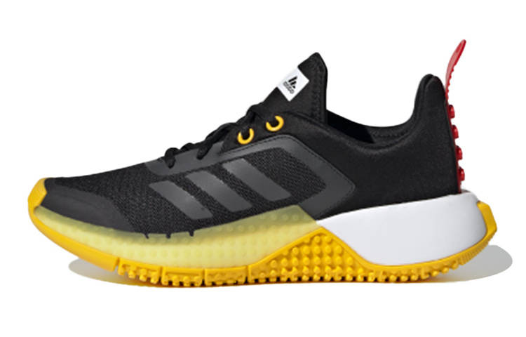 Adidas LEGO x Adidas Sport J Slip Resistant Cushioning Abrasion Resistant Breathable Low top Kids' Running Shoes Black Yellow