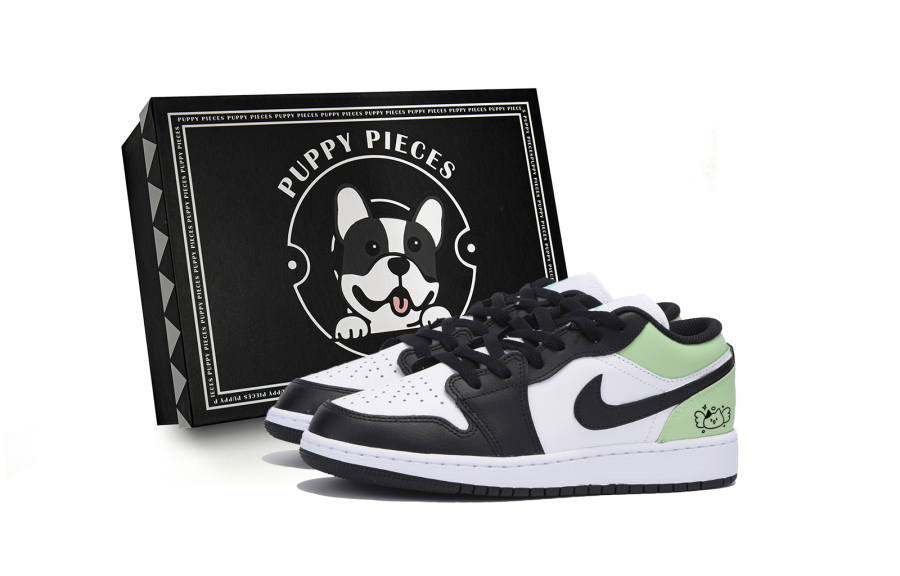 Jordan Jordan Air Jordan 1 Slip Resistant Low top Children's Basketball Shoes Black Green Teenagers