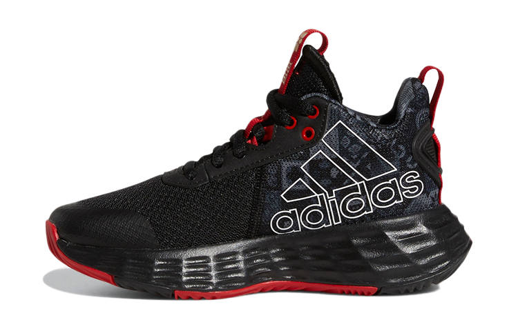 Adidas Adidas OwnTheGame CNY K Abrasion Resistant Mid top Children's Basketball Shoes Black Red Kids'