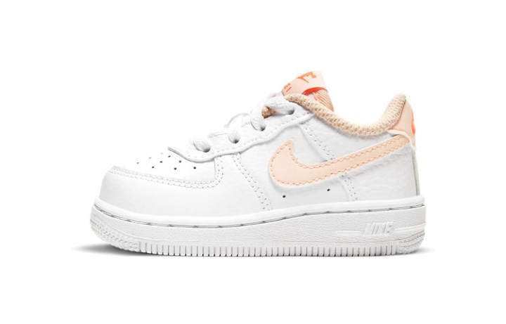 Nike Nike Air Force 1 Slip Resistant Cushioning Abrasion Resistant Low top Toddler Shoes White Light Orange