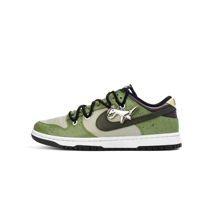 Nike Nike Dunk Cyan Stone Lane Leather Slip Resistant Lightweight Cushioning Low top Skateboard Shoes Army Green Kids'
