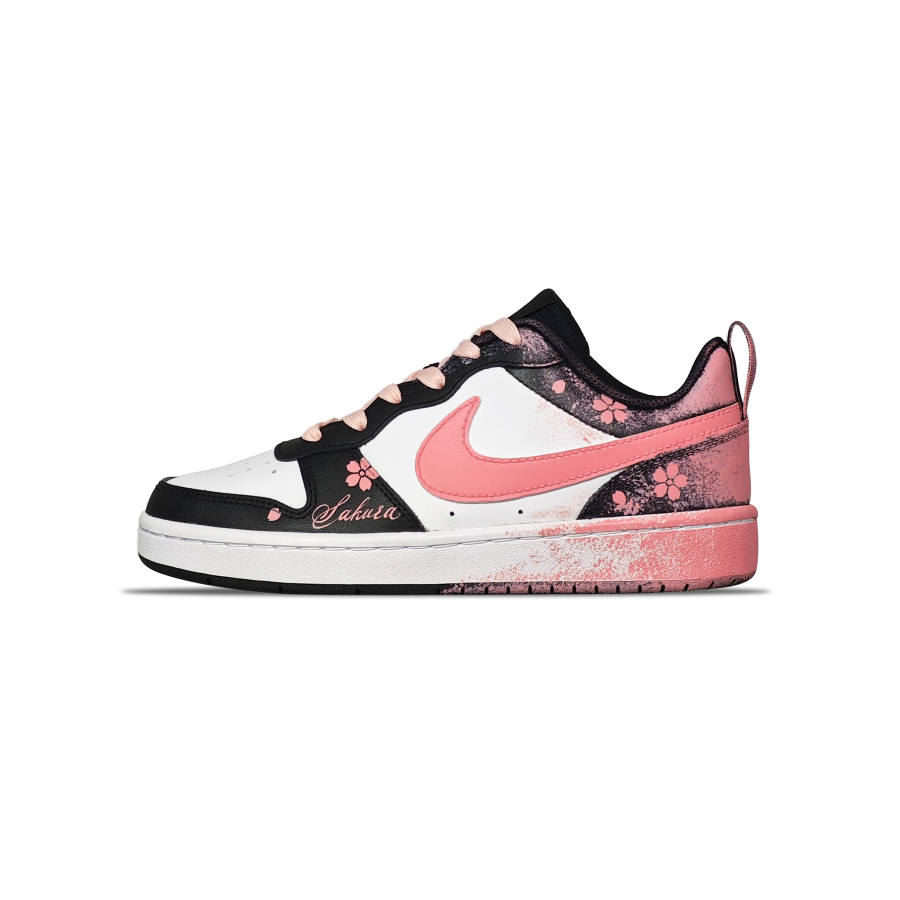 Nike Nike Court Borough Leather Slip Resistant Low top Kids' Skateboarding Shoes Black Pink Teenagers