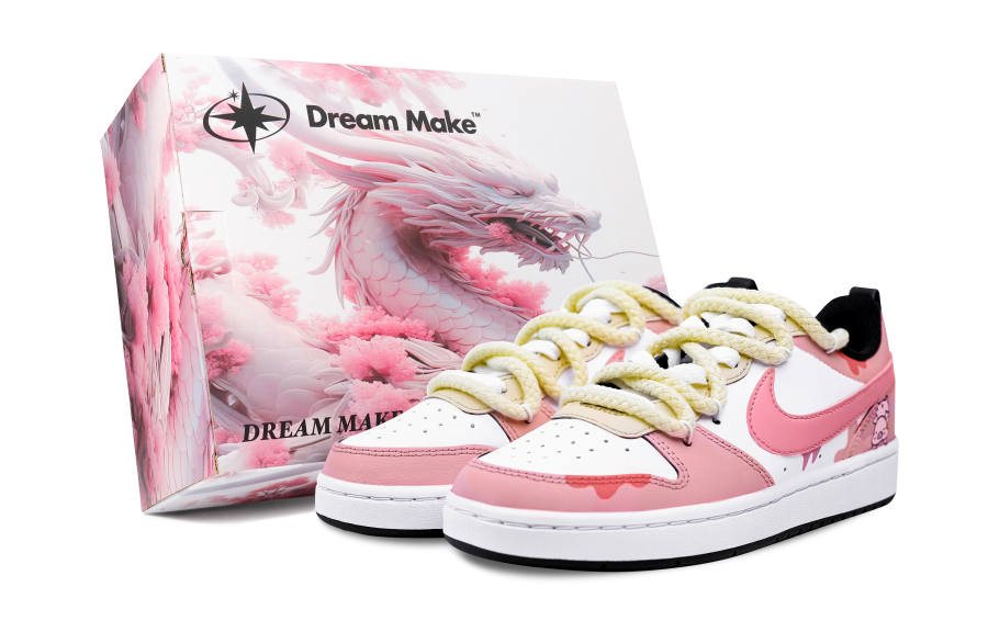 Nike Nike Court Borough 2 Slip Resistant Abrasion Resistant Low top Kids' Skateboarding Shoes Pink White Teenagers