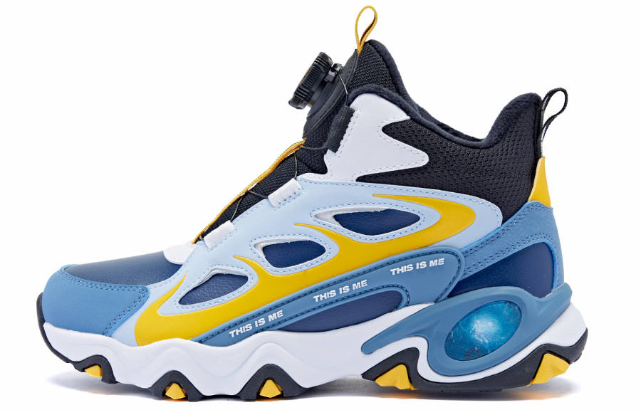 QIAODAN Synthetic Leather, Textile Fleece Lined Thermal Comfortable Mid top Casual Shoes Serene Blue Shadow Blue