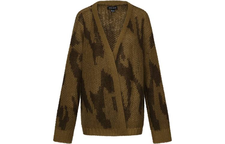 URBAN REVIVO Sweaters Women's Yellow Brown V Neck Moderate Cardigan