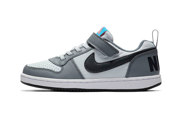 Nike Nike Court Borough Low Slip Resistant Low top Kids' Skateboarding Shoes Gray Blue Children Aged 3 7 Years Old