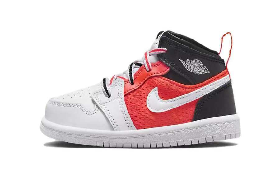 Jordan Jordan Air Jordan 1 Mid SE TD Slip Resistant Anti Kick Slip Resistant Anti Kick High top Toddler Shoes White Black Red