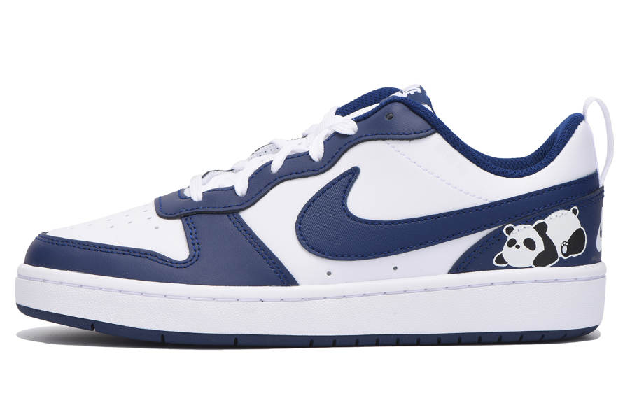 Nike Nike Court Borough Leather Slip Resistant Abrasion Resistant Low top Kids' Skateboarding Shoes White Blue Teenagers