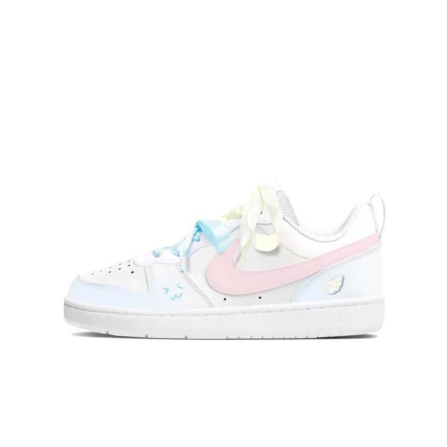 Nike Nike Court Borough Berry Ice Cream Synthetic Leather Breathable Low top Kids' Skateboarding Shoes Blue Pink