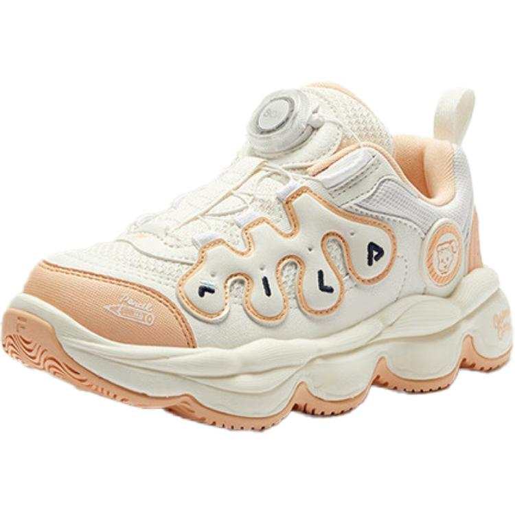 FILA KIDS Classic And Versatile Abrasion Resistant Breathable Low top Children's Basketball Shoes White Apricot Kids'