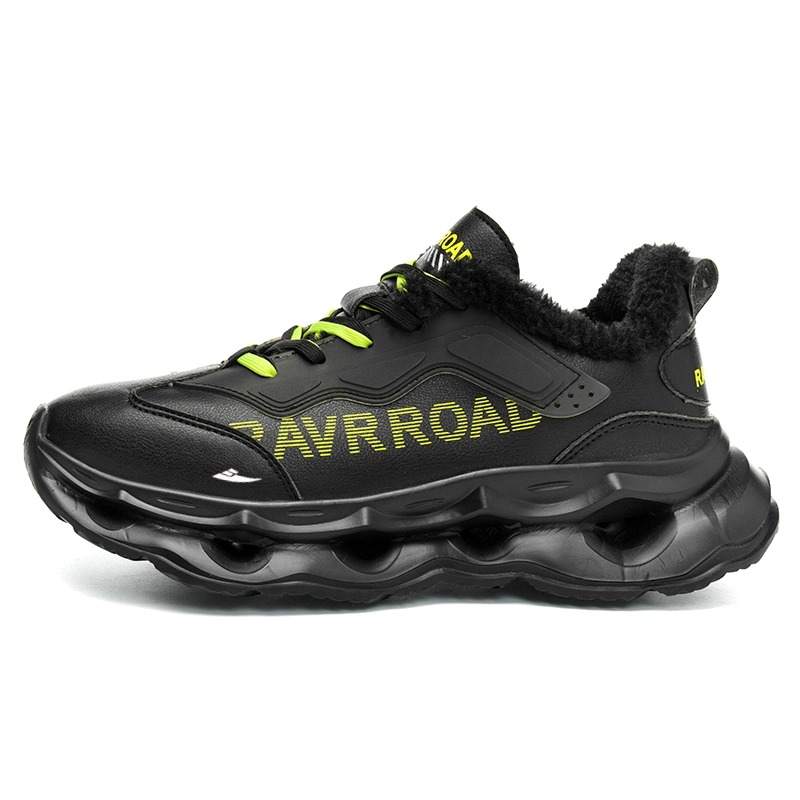 KUDING Fleece Lined Outdoor Versatile Casual Sports Microfiber Leather Non Slip And Waterproof Thermal Low top