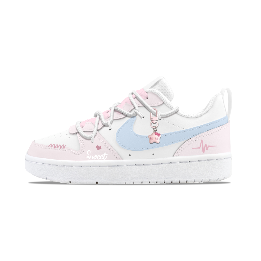 Nike Nike Court Borough Puffy Pink Slip Resistant Cushioning Low top Skateboard Shoes Kids'