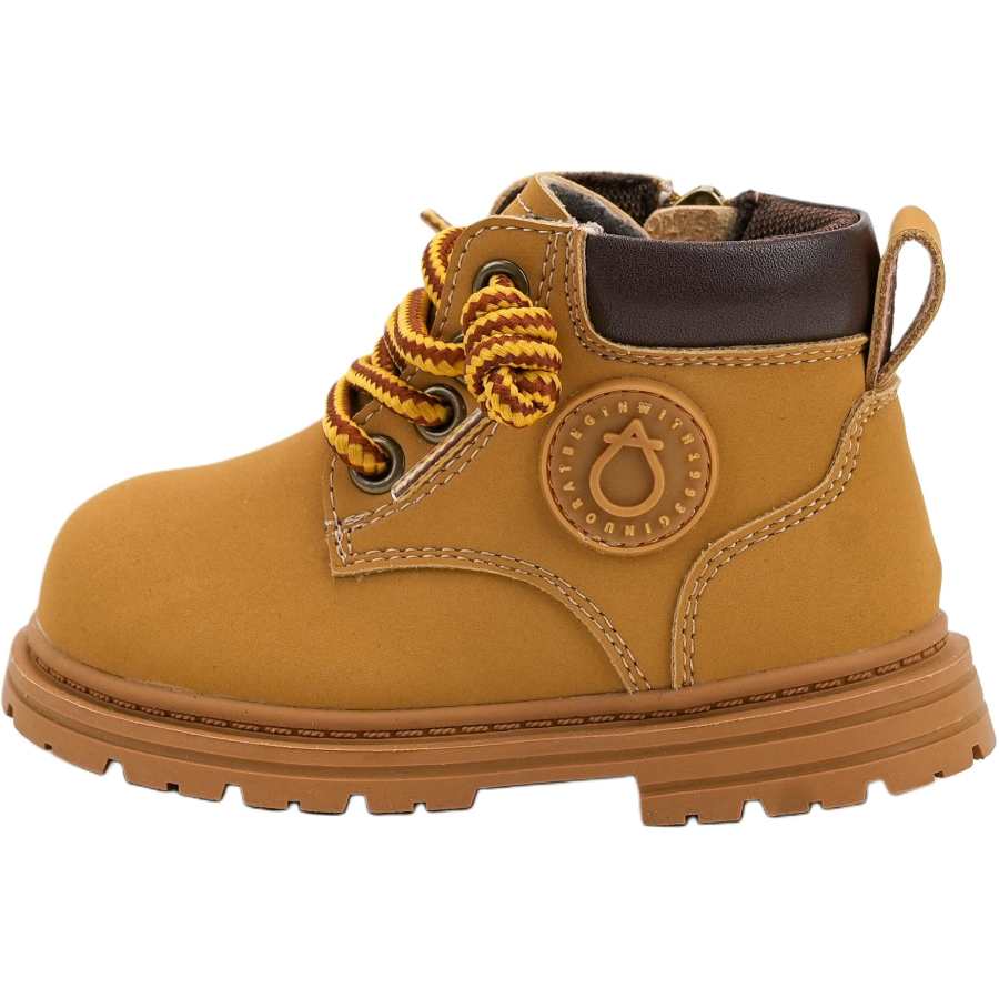 QINUOSHU Slip Resistant Anti Kick Thermal Mid top Kids' Boots Camel Children Aged 3 7 Years Old