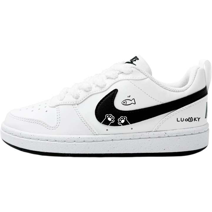 Nike Nike Court Borough Fish Cute Paws Synthetic Leather Abrasion Resistant Abrasion Resistant Low top