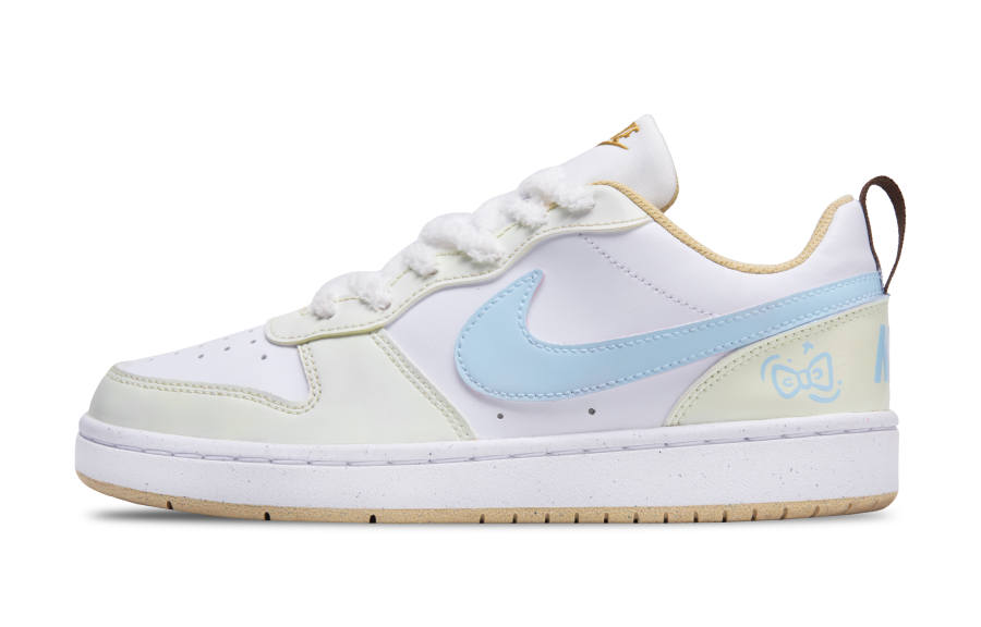 Nike Nike Court Borough Synthetic Leather Slip Resistant Abrasion Resistant Low top Kids' Skateboarding Shoes Custard