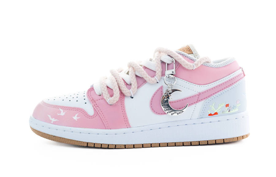 Jordan Jordan Air Jordan 1 Cherry Moon Wander Leather Slip Resistant Abrasion Resistant Low top Kids' Skateboarding Shoes