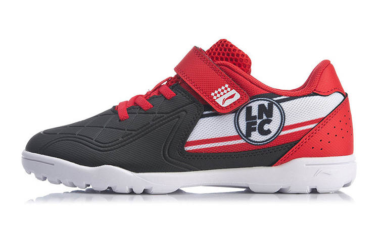 Li-Ning YOUNG Li Ning YOUNG Synthetic Leather Slip Resistant Cushioning Abrasion Resistant Low top Soccer Shoes Red Teenagers