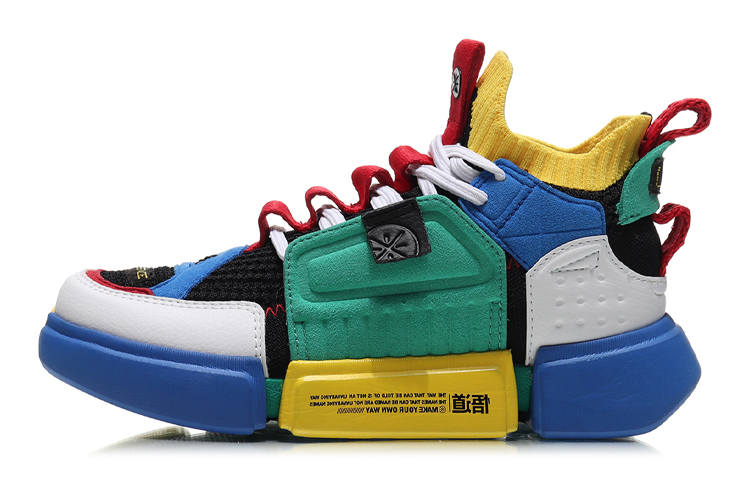 Li-Ning YOUNG Li Ning YOUNG Paris Fashion Week Mid top Basketball Shoes Blue Green Teenagers