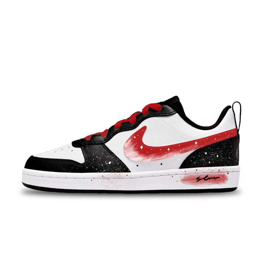 Nike Nike Court Borough Burgundy Red Slip Resistant Abrasion Resistant Low top Kids' Skateboarding Shoes Black White Unisex