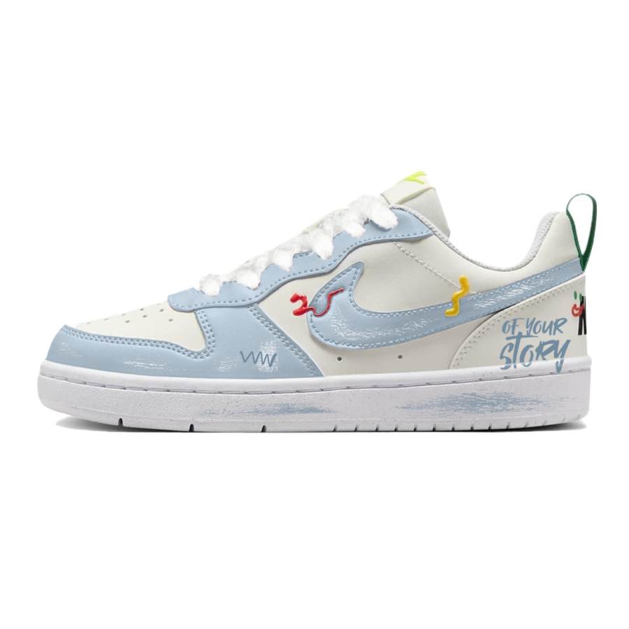 Nike Nike Court Borough Slip Resistant Abrasion Resistant Low top Kids' Skateboarding Shoes Light Blue Teenagers