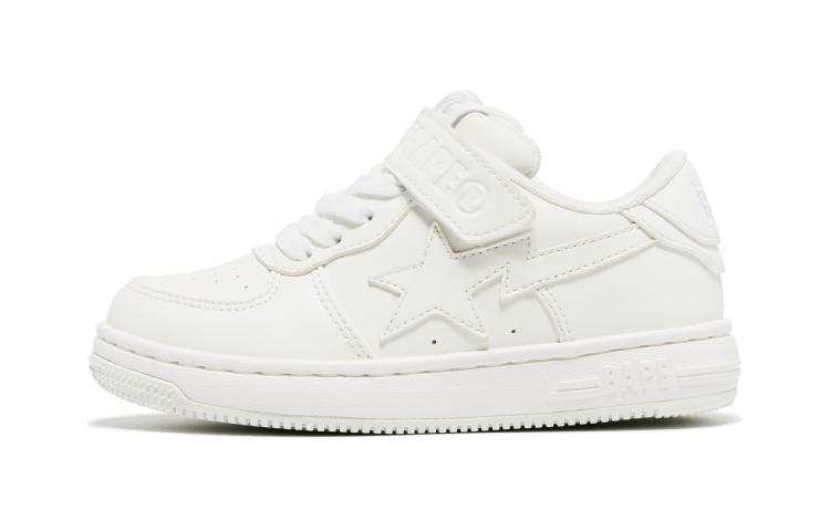 A BATHING APE STA Pu Low top Kids' Skateboarding Shoes White Children Aged 3 7 Years Old