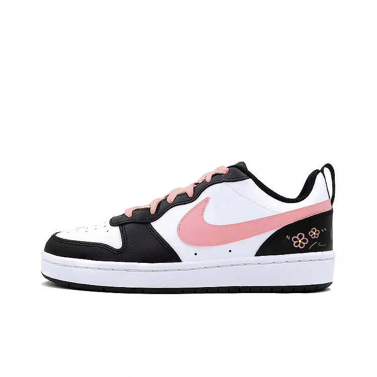 Nike Nike Court Borough 2 Slip Resistant Abrasion Resistant Low top Kids' Skateboarding Shoes Pink White Black Teenagers