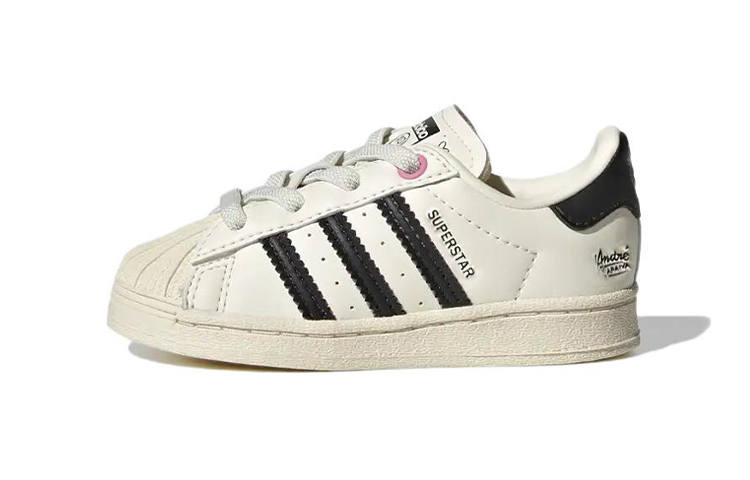 Adidas Originals SUPERSTAR El I Abrasion Resistant Low top Toddler Shoes Beige Infant And Toddler