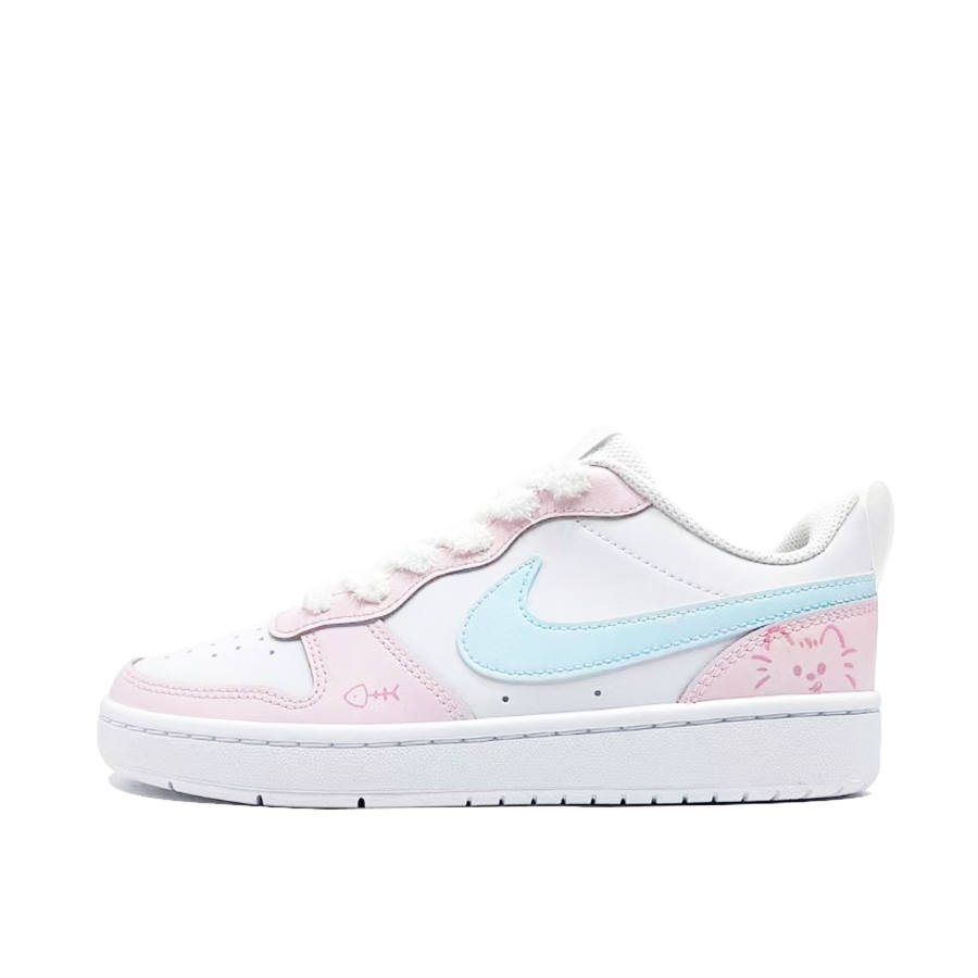 Nike Nike Court Borough 2 Funny Cat Bone Leather Slip Resistant Cushioning Abrasion Resistant Low top Skateboard Shoes