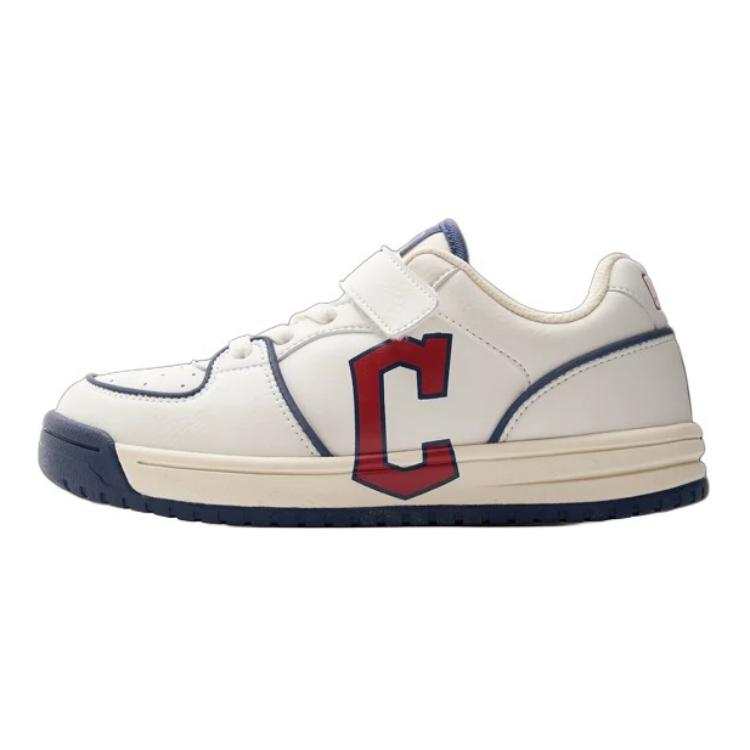 MLB Cleveland Guardians Slip Resistant Abrasion Resistant Low top Kids' Skateboarding Shoes White Blue Red