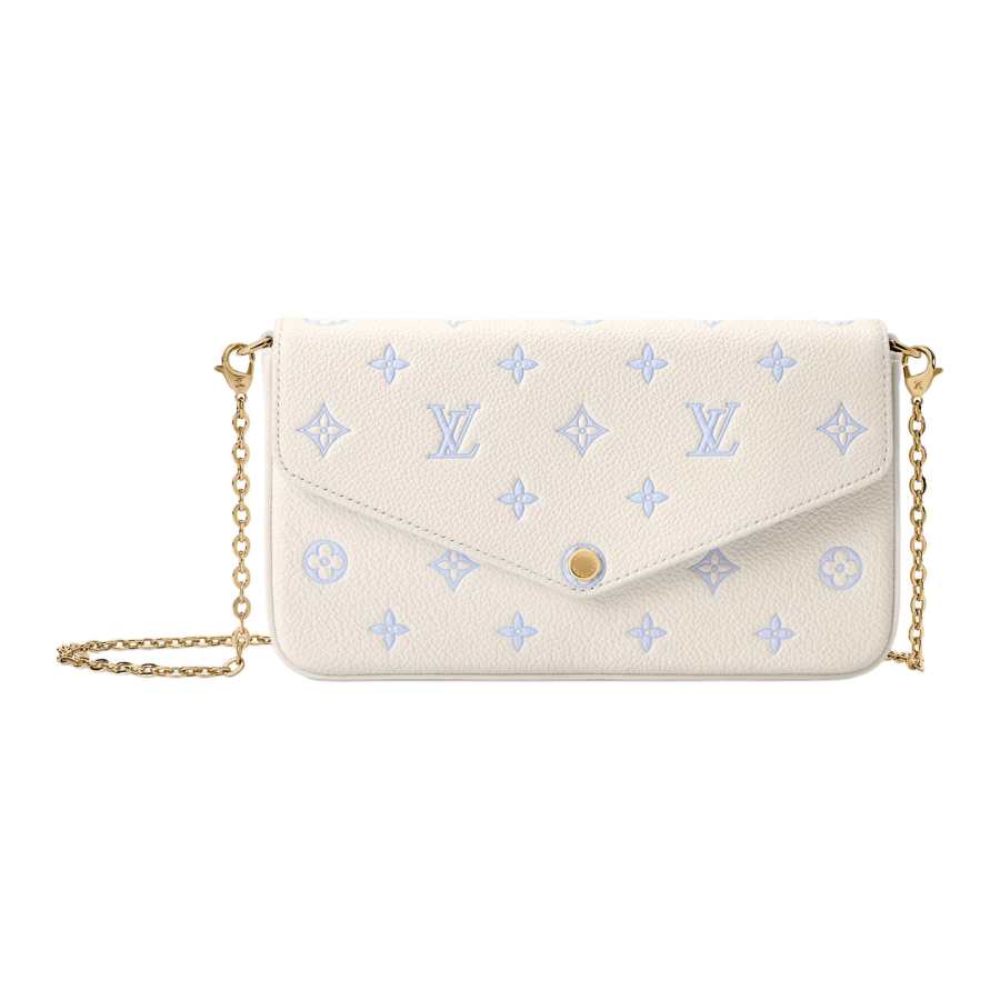 LOUIS VUITTON Pochette Felicie Grain Cow Leather Three in One Shoulder Bag Women's White & Blue