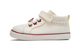 DAVE&BELLA Anti Kick And Abrasion Resistant Mid top Kids Canvas Shoes Beige Children Aged 3 7 Years Old