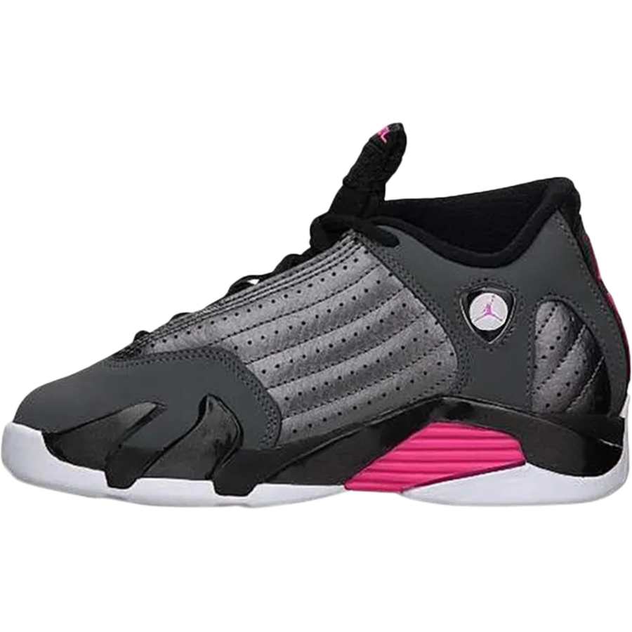 Jordan Jordan Air Jordan 14 Leather Mid top Children's Basketball Shoes Black Gray Teenagers