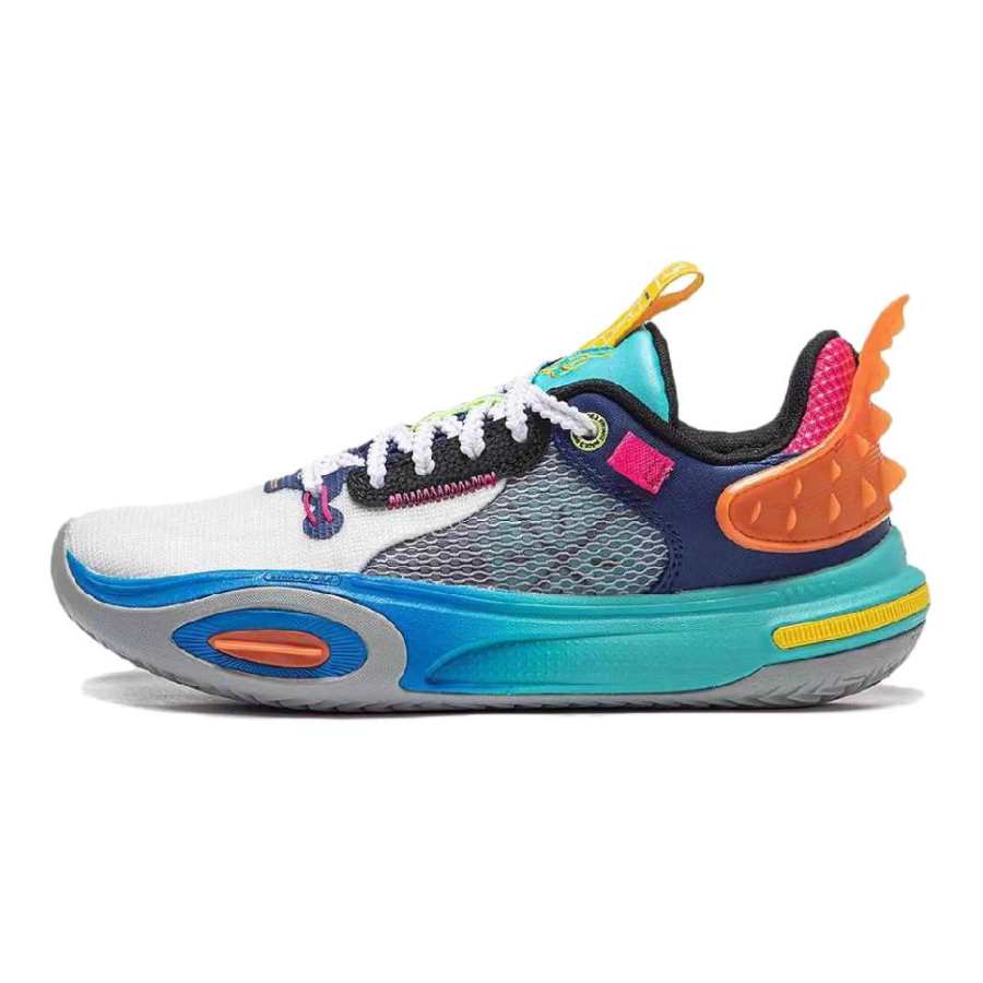 Li-Ning YOUNG Li Ning YOUNG All City 11 Synthetic Leather Low top Basketball Shoes White Blue Unisex