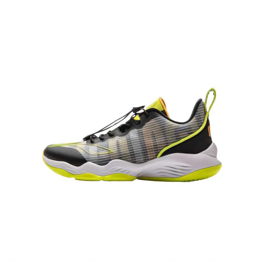 Li-Ning YOUNG Li Ning YOUNG Basketball Synthetic Leather Slip Resistant Low top Basketball Shoes Black Teenagers