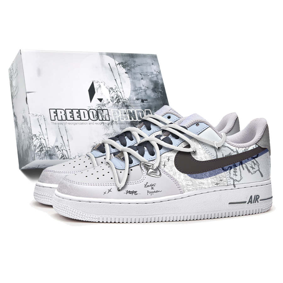 Nike Nike Air Force 1 Free Panda, Box, Galaxy Dream Slip Resistant Abrasion Resistant Low top Kids' Skateboarding Shoes