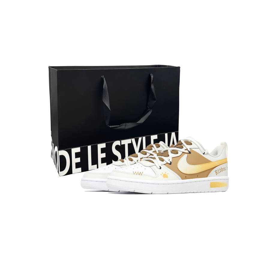 Nike Nike Court Borough Honey Pot Bear Leather Slip Resistant Low top Skateboard Shoes Ginger Yellow Kids'