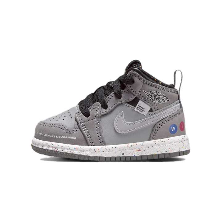 Jordan Jordan Air Jordan 1 Support Lightweight Mid top Toddler Shoes Gray Black Infant And Toddler