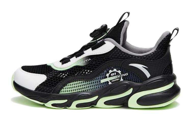 Antakids Slip Resistant Cushioning Abrasion Resistant Low top Running Shoes Black White Green Unisex