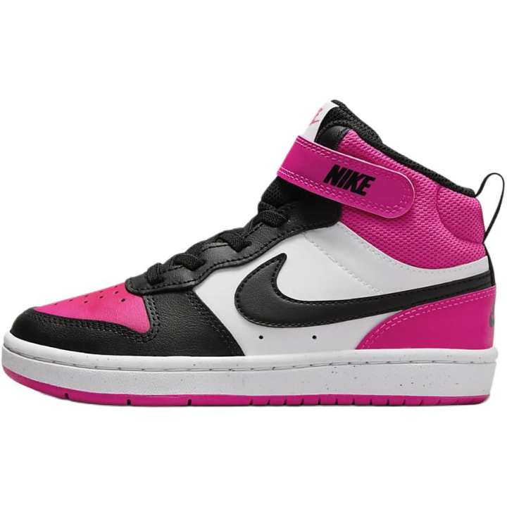 Nike Nike Court Borough 2 Leather Comfortable Slip Resistant Abrasion Resistant Mid top Kids' Skateboarding Shoes Black Pink