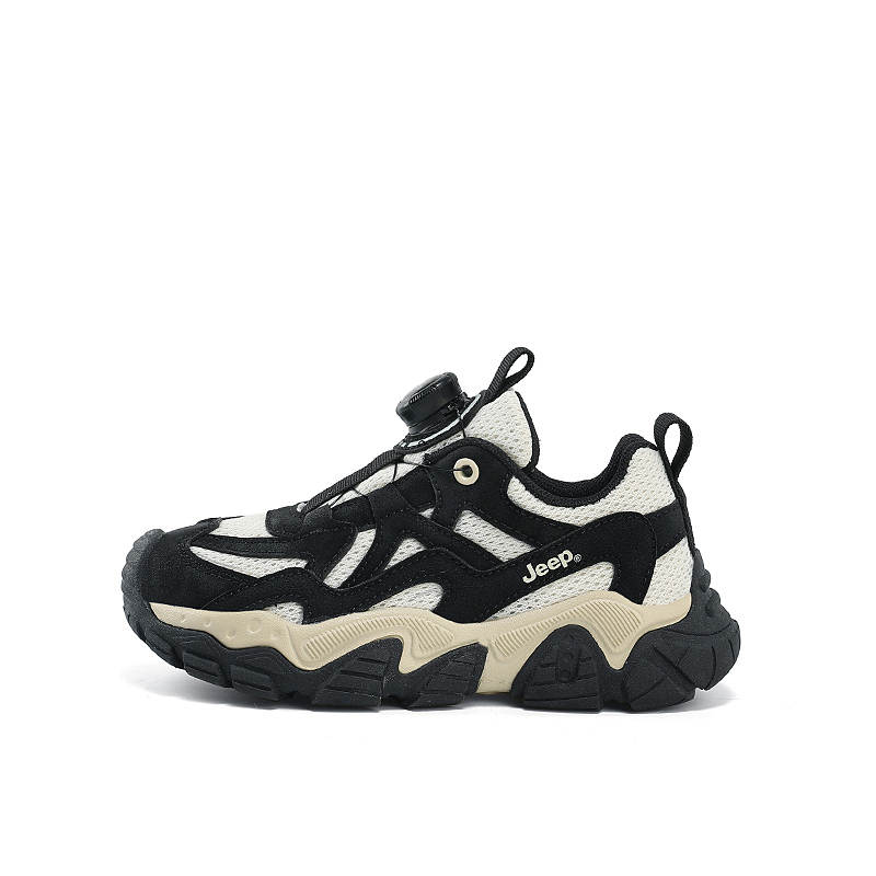 Jeep Mesh Low top Kids Lifestyle Shoes Black Beige Kids'