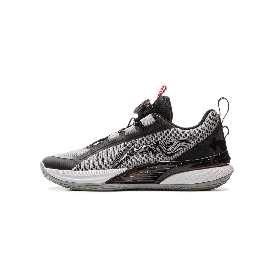 Li-Ning YOUNG Li Ning YOUNG Slip Resistant And Breathable Low top Basketball Shoes Gray Black Teenagers