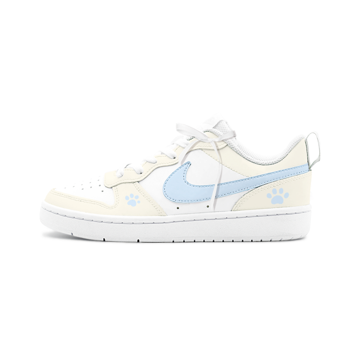 Nike Nike Court Borough Bubbles Salt Cushioning Slip Resistant Abrasion Resistant Low top Skateboard Shoes White Beige Blue