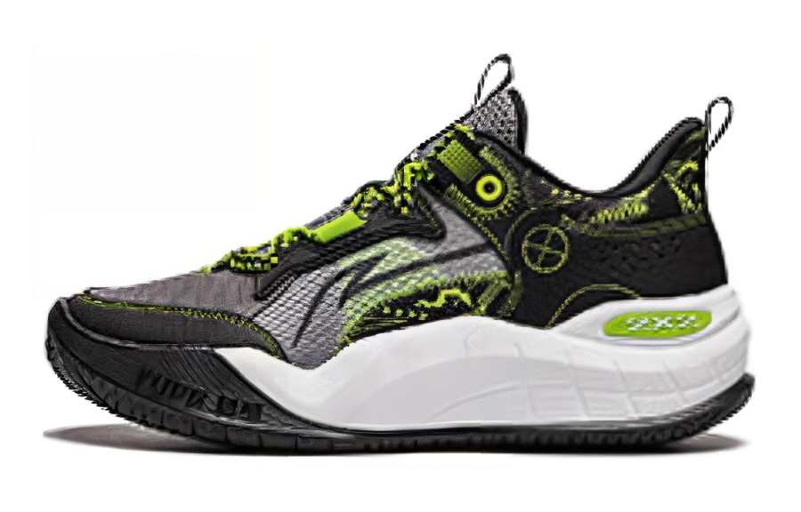 Li-Ning YOUNG Li Ning YOUNG Domain LIGHT FOAM Textile, Synthetic Leather Low top Children's Basketball Shoes Gray Green Teenagers