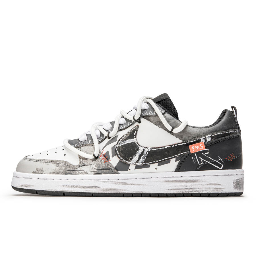 Nike Nike Court Borough Slip Resistant Abrasion Resistant Low top Kids' Skateboarding Shoes Gray White Teenagers