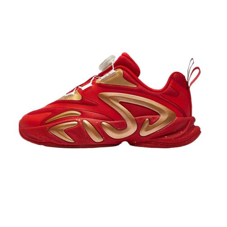FILA KIDS Comfortable Slip Resistant, Abrasion Resistant, Breathable Kids' Running Shoes Molecular Red/Elegant Gold