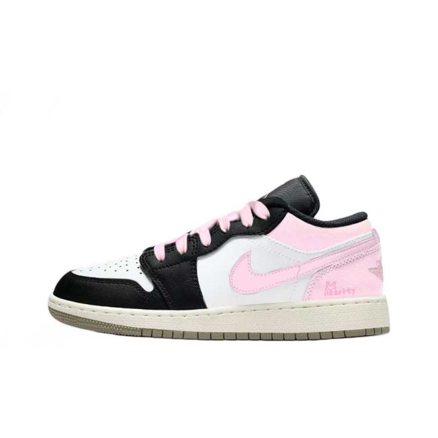 Jordan Jordan Air Jordan 1 Low Slip Resistant, Abrasion Resistant, Breathable Low top Children's Basketball Shoes Pink Unisex