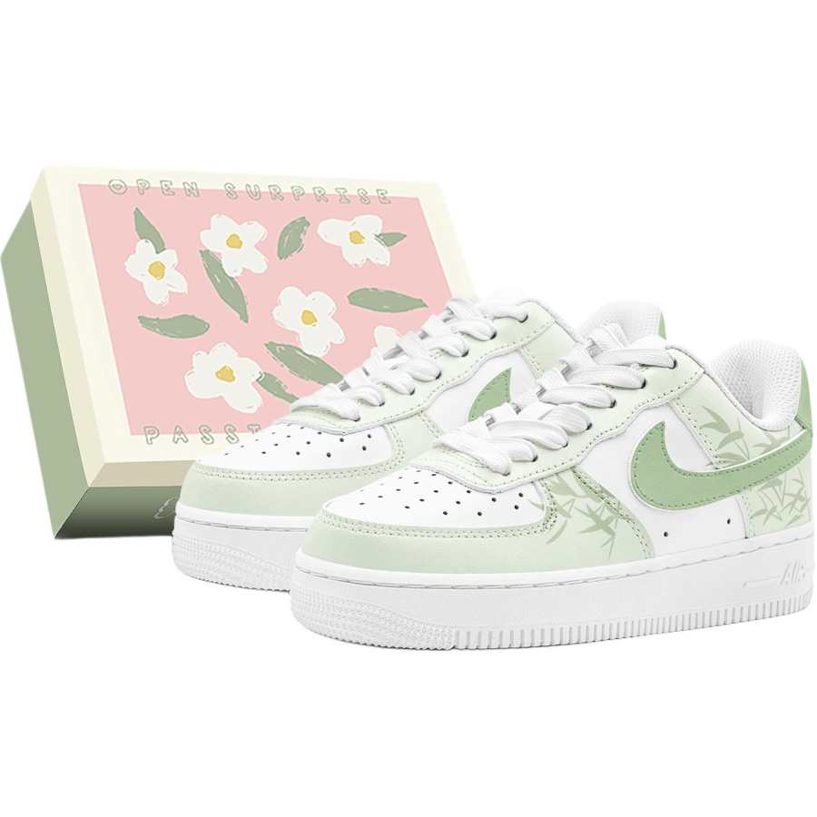 Nike Nike Air Force 1 Breeze Asparagus Fern Leather Low top Kids' Skateboarding Shoes Green Teenagers