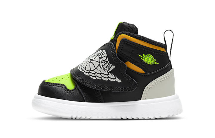 Jordan Jordan Air Jordan 1 SKY Hook and loop Slip Resistant Casual Shoes Black Green Orange Infant And Toddler