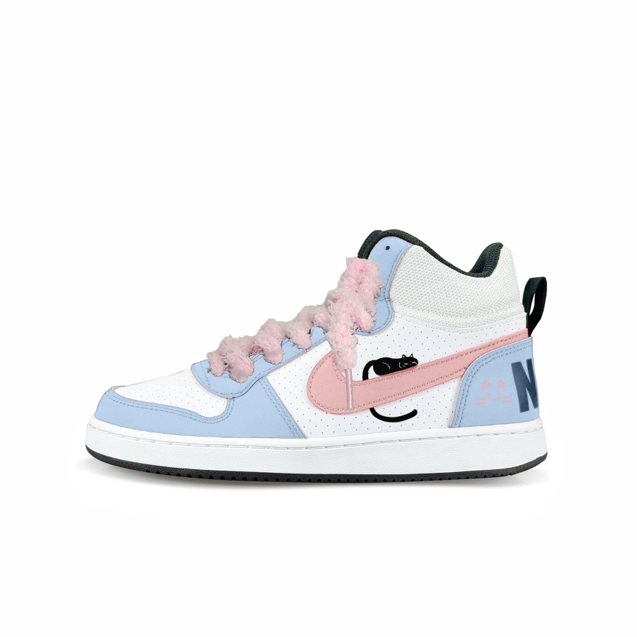 Nike Nike Court Borough Mid Synthetic Leather Slip Resistant Mid top Kids' Skateboarding Shoes Light Blue Unisex