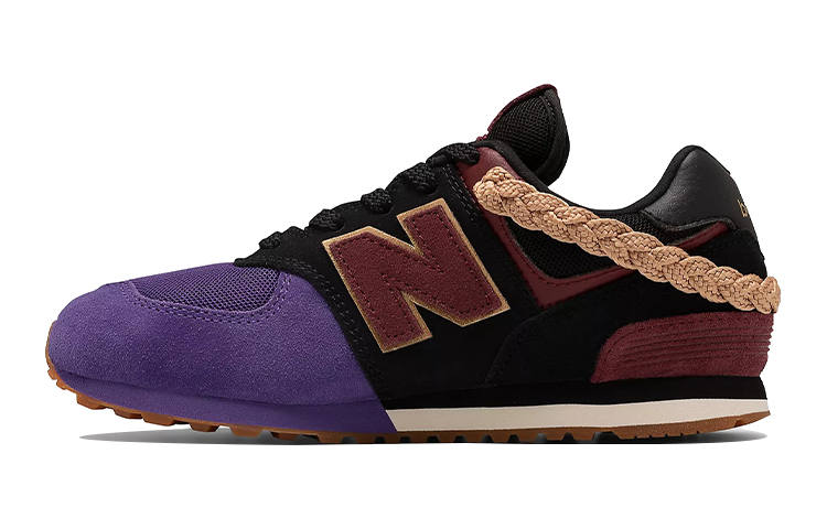 New Balance New Balance NB 574 Comfortable Kids Lifestyle Shoes Black Purple Teenagers
